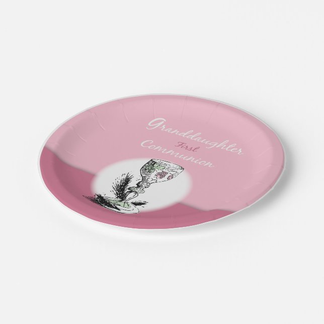 Prato De Papel Primeira Comunhão da Netinha Rosa, Cálice (Inclinado)