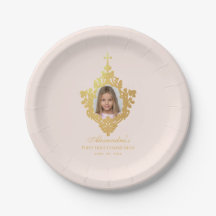 Primeira Comunhão Rosa Ouro Menina Foto Brasão Vin