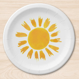 Prato De Papel Primeira Festa de aniversário Amarela