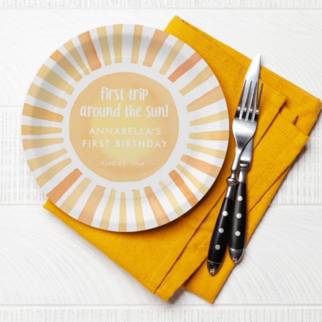 Prato De Papel Primeira viagem à volta do sol 1rua primeira festa (Criador carregado)
