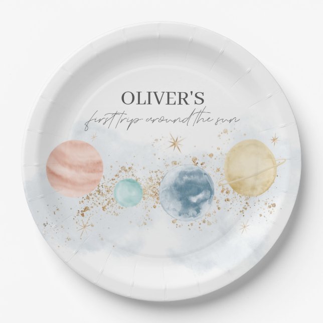 Prato De Papel Primeira viagem em torno das placas de papel de an (Frente)