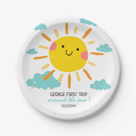 Prato De Papel Primeira viagem em torno do primeiro aniversario d