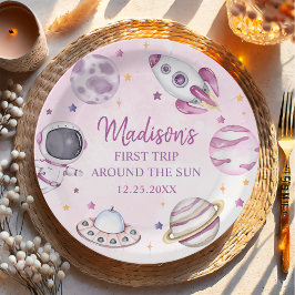 Prato De Papel Primeira Viagem Em Torno Do primeiro aniversario D