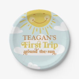 Prato De Papel Primeira viagem em torno do Sol no primeiro aniver