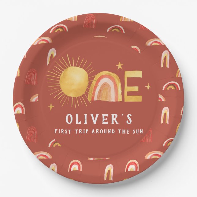 Prato De Papel Primeira Viagem Em Torno Do Sol | Parte primeiro a (Frente)