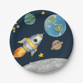 PRATO DE PAPEL PRIMEIRO ANIVERSÁRIO, ANIVERSÁRIO ESPAÇO, APAGAR M