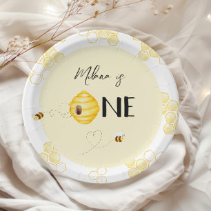 Prato De Papel primeiro aniversario Bumble bee day aniversário