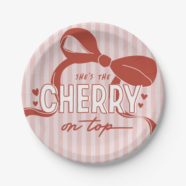 Prato De Papel Primeiro aniversario Cherry First Coquette Girls (Frente)