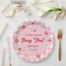 Primeiro aniversário da Berry rosa xadrez de moran