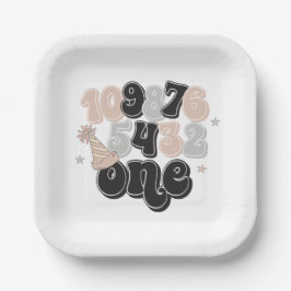 Prato De Papel Primeiro Aniversário da Contagem de vésperas de an