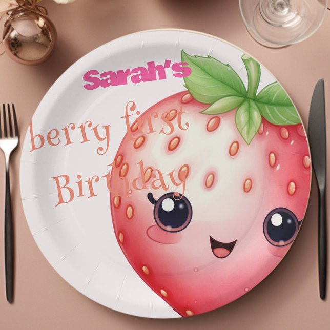 Prato De Papel Primeiro aniversário da "Cute Berry" (Criador carregado)