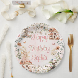 Prato De Papel Primeiro Aniversário da Garota do Cogumelo Florest