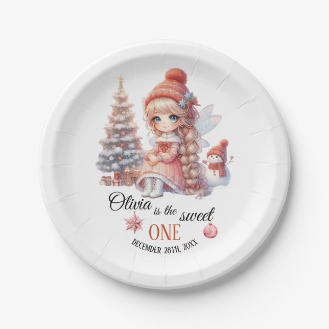 Prato De Papel Primeiro aniversario da Primeira Rapariga (Frente)