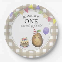 Prato De Papel Primeiro aniversario de Batata de Aquarela