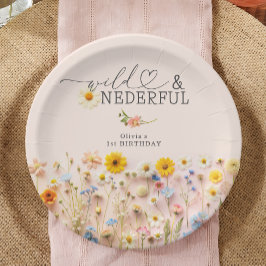 Prato De Papel Primeiro aniversario de flor selvagem
