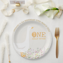 Prato De Papel Primeiro aniversario de flor selvagem de ganso de 