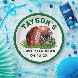 Prato De Papel Primeiro aniversario De Futebol No Primeiro Ano