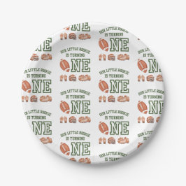 Prato De Papel Primeiro aniversario De Futebol Virando Uma Placa