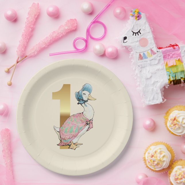 Prato De Papel Primeiro aniversário de Jemima Puddle Duck (Festa)