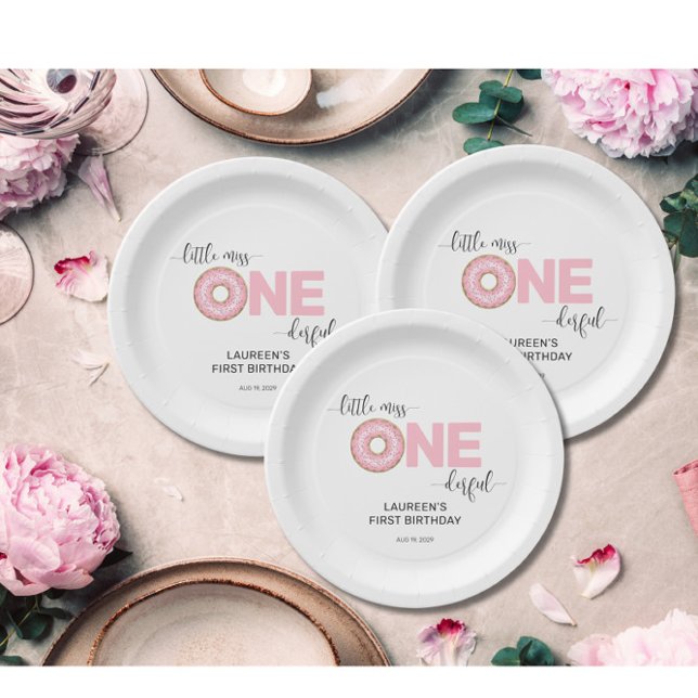 Prato De Papel Primeiro aniversario de MIs Pequeno e Rosa (Criador carregado)