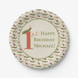 Prato De Papel Primeiro aniversario de Nome Personalizado do Inse