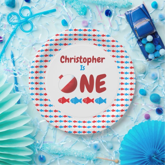 Prato De Papel Primeiro aniversario de pesca (Festa)