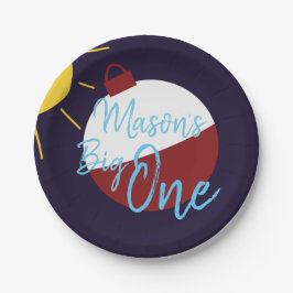 Prato De Papel Primeiro aniversario De Pesca Grande Um Peixe