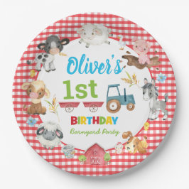 Prato De Papel Primeiro aniversario de quintal de animais de cria