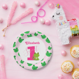 Prato De Papel primeiro aniversario de sapo, bebê alimenta papel