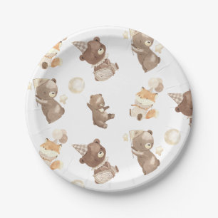 Prato De Papel Primeiro aniversario de Urso Moderno Bonito