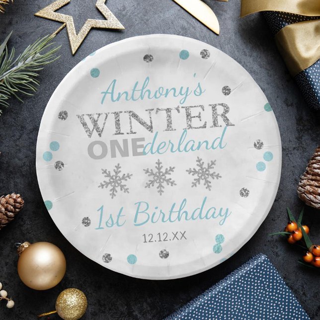 Prato De Papel Primeiro aniversario de Winter ONEderland (Criador carregado)
