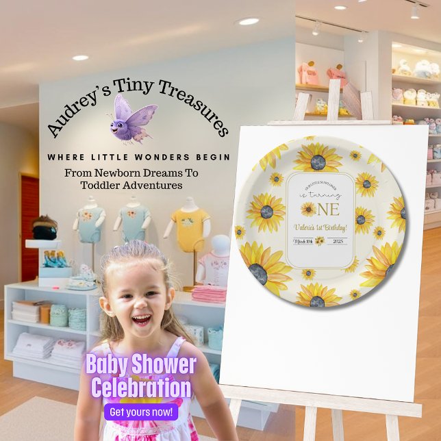 Prato De Papel Primeiro aniversario do bebê - Nosso Pequeno Giras (Criador carregado)