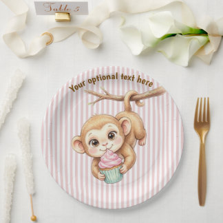 Prato De Papel Primeiro Aniversário do Macaquinho