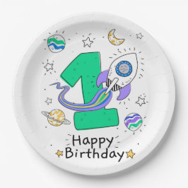 Prato De Papel Primeiro aniversario Feliz