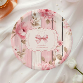 Prato De Papel Primeiro aniversario Floral Arco ONE Girl