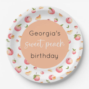 Prato De Papel Primeiro aniversario Peach doce