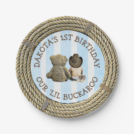 Prato De Papel Primeiro aniversario personalizado Cowboy Themed c