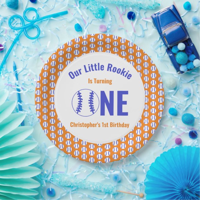 Prato De Papel Primeiro aniversario Rookie Baseball (Festa)