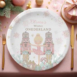 Prato De Papel Primeiro aniversario Rosa Nutcracker Winter Oneder