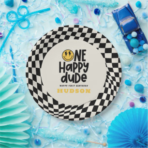 Prato De Papel primeiro aniversario sorriso rosto retrógrado bran