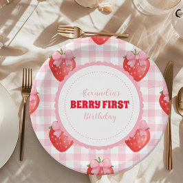Prato De Papel Primeiro aniversario Strawberry Berry Sweet Boho