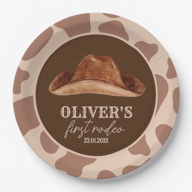 Prato De Papel Primeiro aniversario West First Rodeo Wild West Co (Frente)