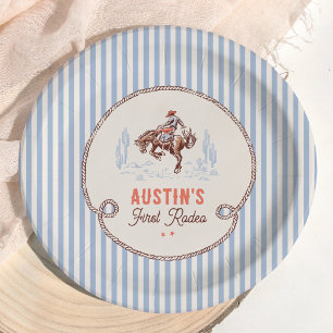 Prato De Papel Primeiro Cowboy de Rodeio Vintage Aniversário de 1