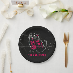 Prato De Papel Primeiro De Tudo Sou Um Delicioso Gato Preto Rugid