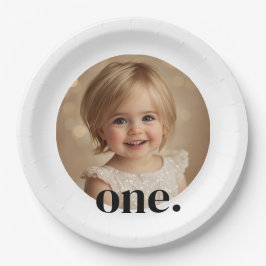 Prato De Papel Primeiro papel fotográfico de aniversário em preto