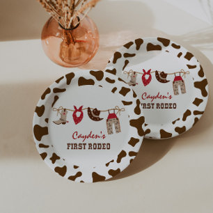 Prato De Papel Primeiro primeiro aniversario Rodeo Western Cowboy