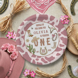 Prato De Papel Primeiro Rodeio Cowgirl Ocidental Festa de 1º Aniv