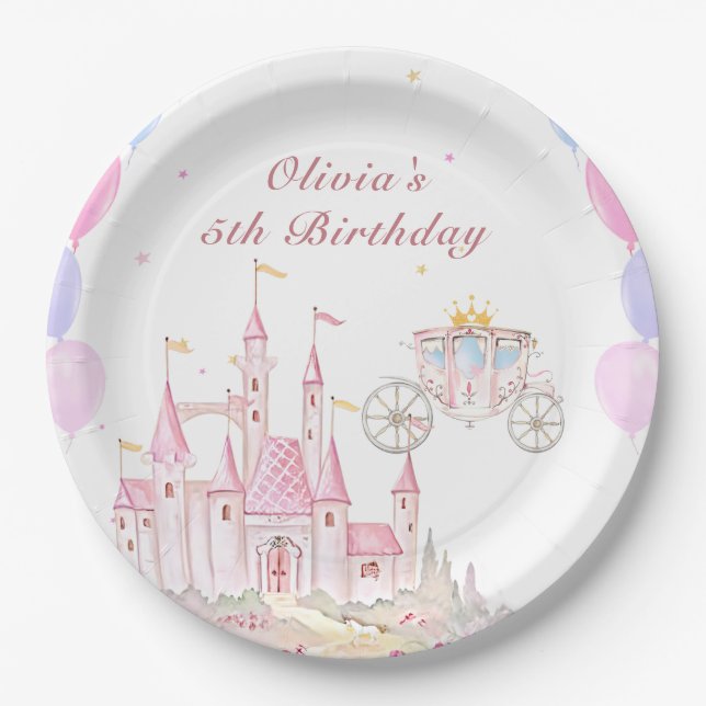 Prato De Papel Princesa Castle Girl Birthday (Frente)