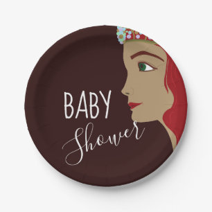 Prato De Papel Princesa Chá de fraldas Vermelho