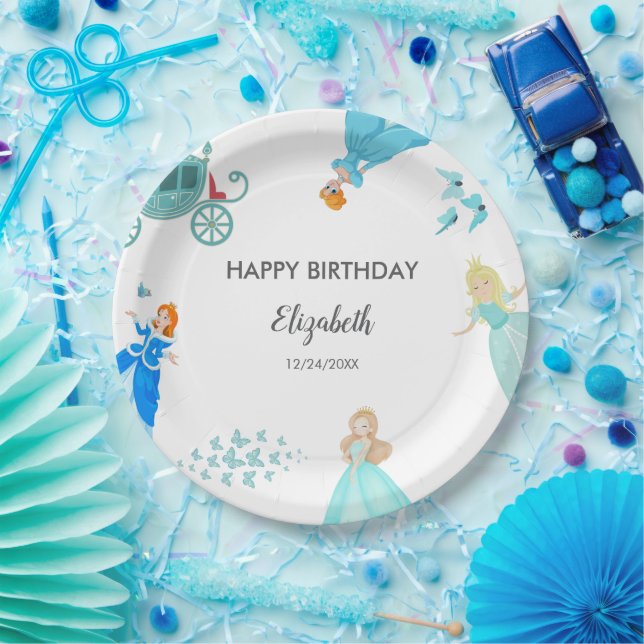 Prato De Papel Princesa Cinderella - Decoração da Festa de aniver (Festa)